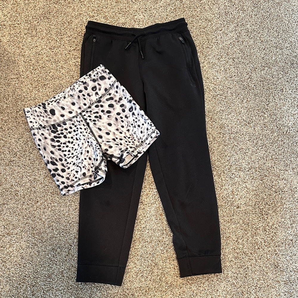 DSG Black Joggers and Leopard Print Shorts for Kids